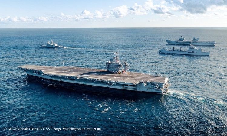 Porta-aviões USS George Washington chega ao Brasil para exercício Southern Seas 2024