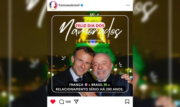 Embaixada da França publica foto real de Lula e Macron no Dia dos Namorados e reacende meme das “mãos dadas”