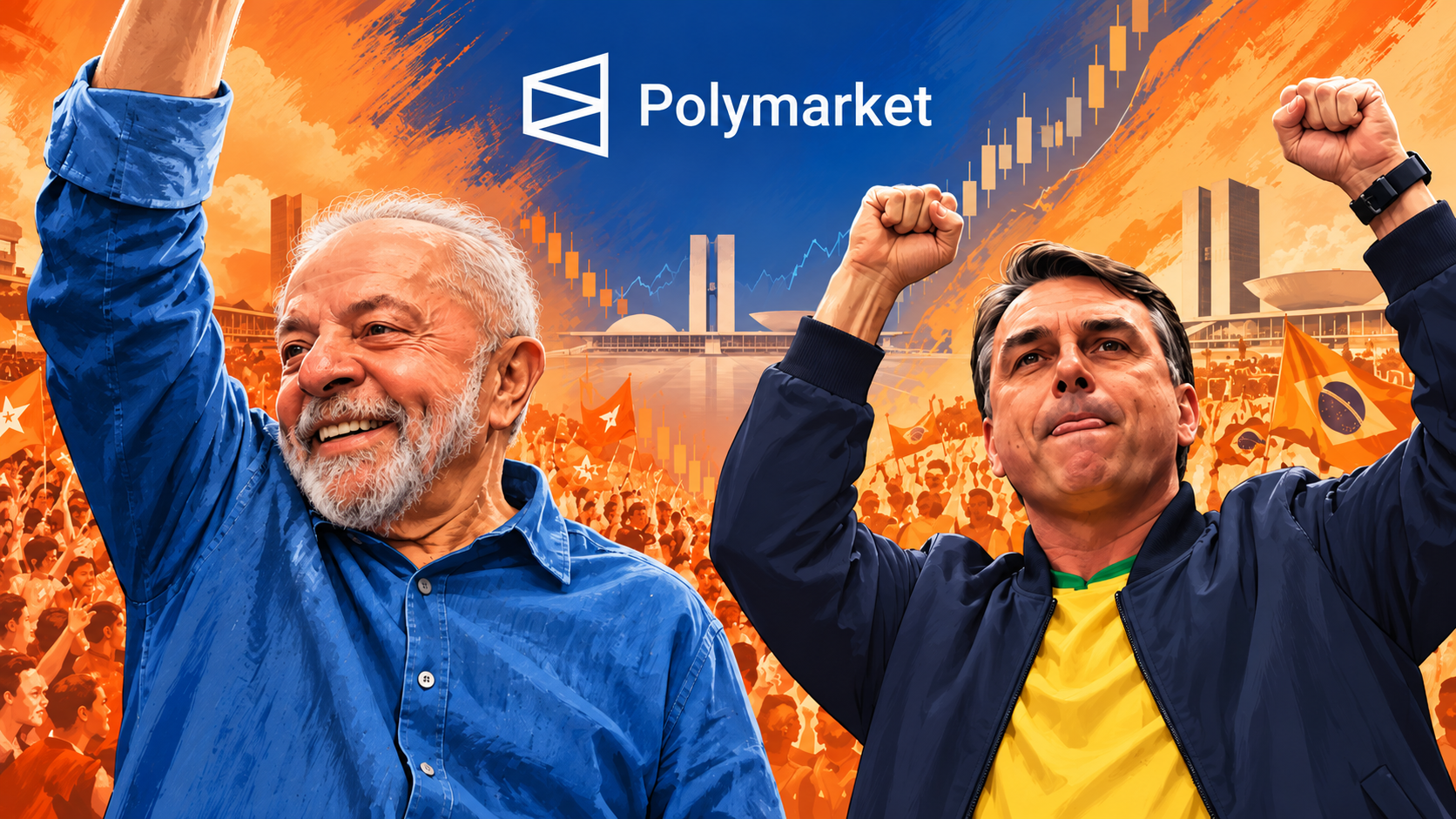 Casa de apostas Polymarket registra queda de Flávio Bolsonaro e avanço de Lula