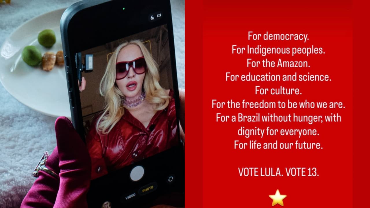 Madonna compartilha pedido de voto em Lula: “Por um Brasil sem fome”